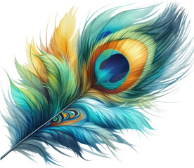 Watercolor peacock feather illustration.