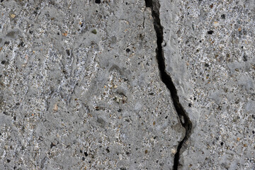 Texture of old cracked concrete wall. Rough gray concrete surface. Great for background and design. Close-up. High resolution.