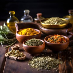 Un aroma de medicina herbaria verde saludable.
