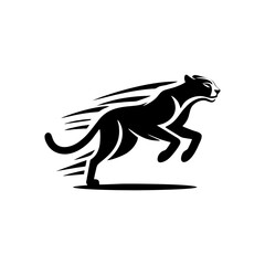 running cheetah animal vector logo in black and white. Cheetah logo vector