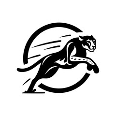 running cheetah animal vector logo in black and white. Cheetah logo vector