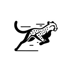 running cheetah animal vector logo in black and white. Cheetah logo vector