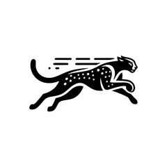 running cheetah animal vector logo in black and white. Cheetah logo vector