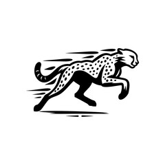 running cheetah animal vector logo in black and white. Cheetah logo vector