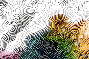 Lines Topographic contour lines vector map seamless pattern. Geographic mountain relief.  - obrazy, fototapety, plakaty