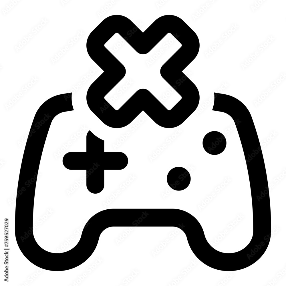 Poster gamepad failed connect icon in outline style. simple game controller vector illustration — pixel-per