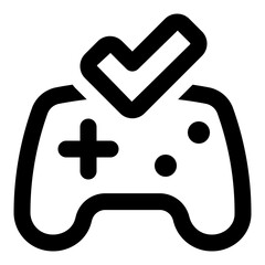 Gamepad success connect icon in outline style. Simple game controller vector illustration — pixel-perfect icon.