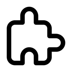 Obraz premium Puzzle piece icon in outline style. Simple extension symbol vector illustration — pixel-perfect icon.