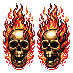 Flaming Skull vector illustration on white background
