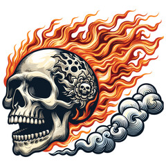 Flaming Skull vector illustration on white background