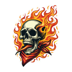 Flaming Skull vector illustration on white background