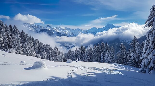 Beautiful scenery in the snowy