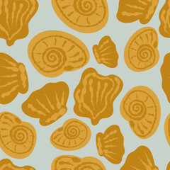 Sea shells flat design seamless pattern flat design
