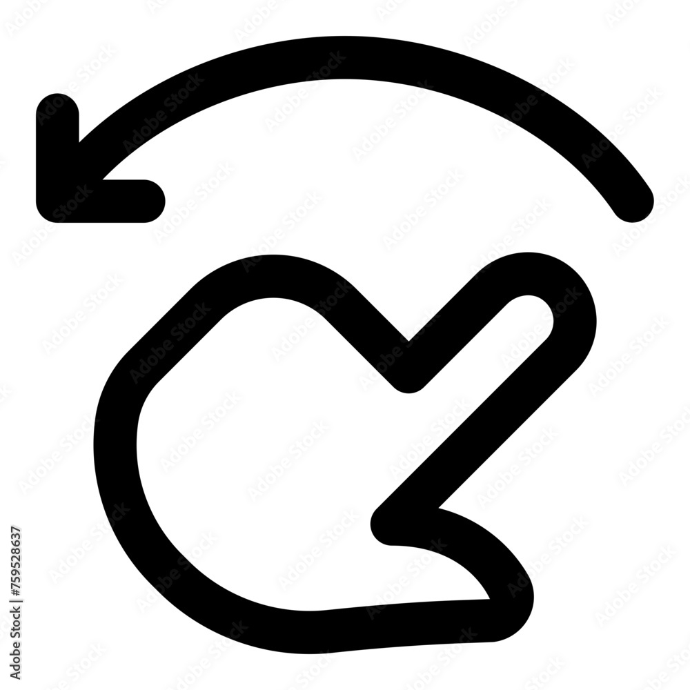 Poster finger rotate left icon in outline style. simple gesture vector illustration — pixel-perfect icon.