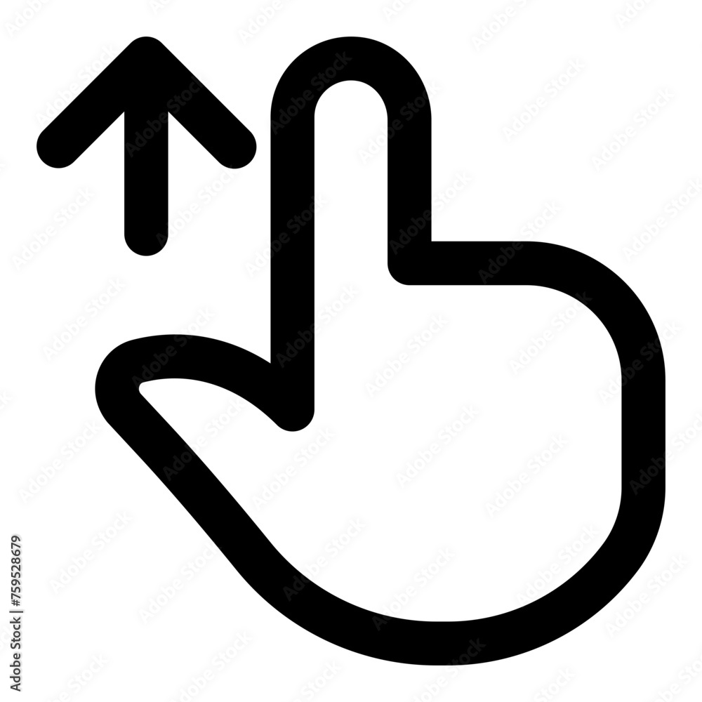 Poster hand pointing up icon in outline style. simple gesture vector illustration — pixel-perfect icon.