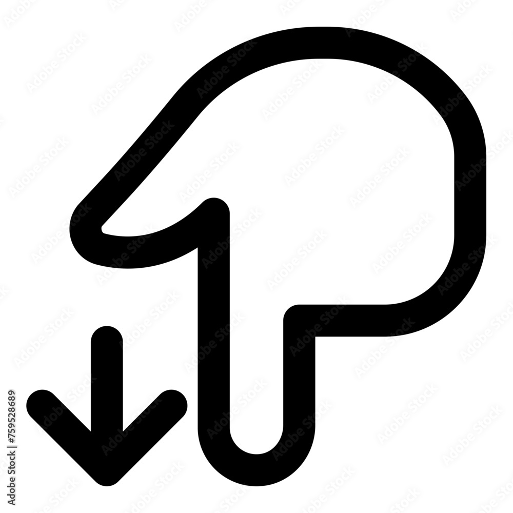 Poster hand pointing down icon in outline style. simple gesture vector illustration — pixel-perfect icon.