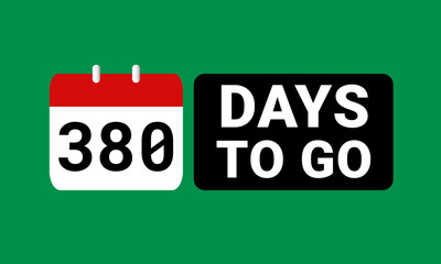 380 days to go last countdown. three hundred and eighty days go sale price offer promo deal timer, 380 days only
