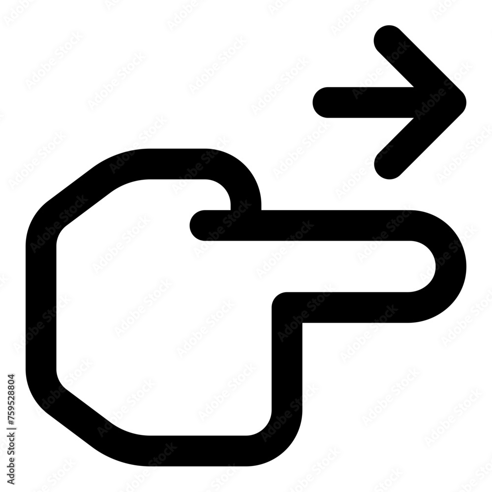 Poster hand pointing right icon in outline style. simple gesture vector illustration — pixel-perfect icon.