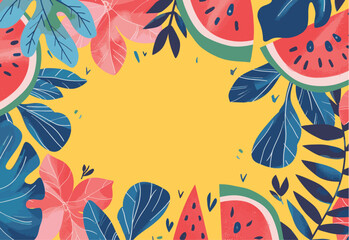 Fototapeta premium Summer tropical watermelon background design