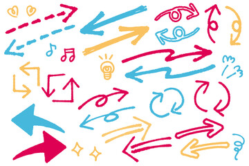 シンプルな矢印の手書きイラストセット