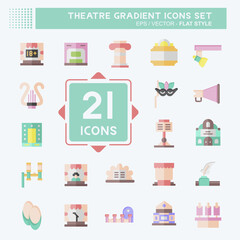 Icon Set Theatre Gradient. related to Entertainment symbol. flat style. simple design editable. simple illustration