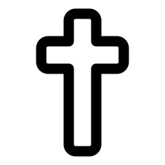 Obraz premium Religion cross icon in outline. Simple crucifix vector illustration — pixel-perfect icon.