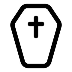 Obraz premium Coffin icon in outline. Simple casket vector illustration — pixel-perfect icon.