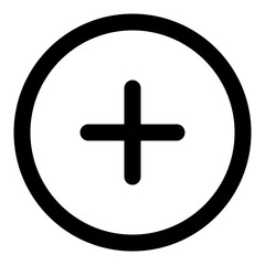 Plus button icon in outline style. Simple invite symbol vector illustration — pixel-perfect icon.