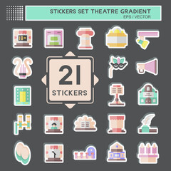 Sticker Set Theatre Gradient. related to Entertainment symbol. simple design editable. simple illustration