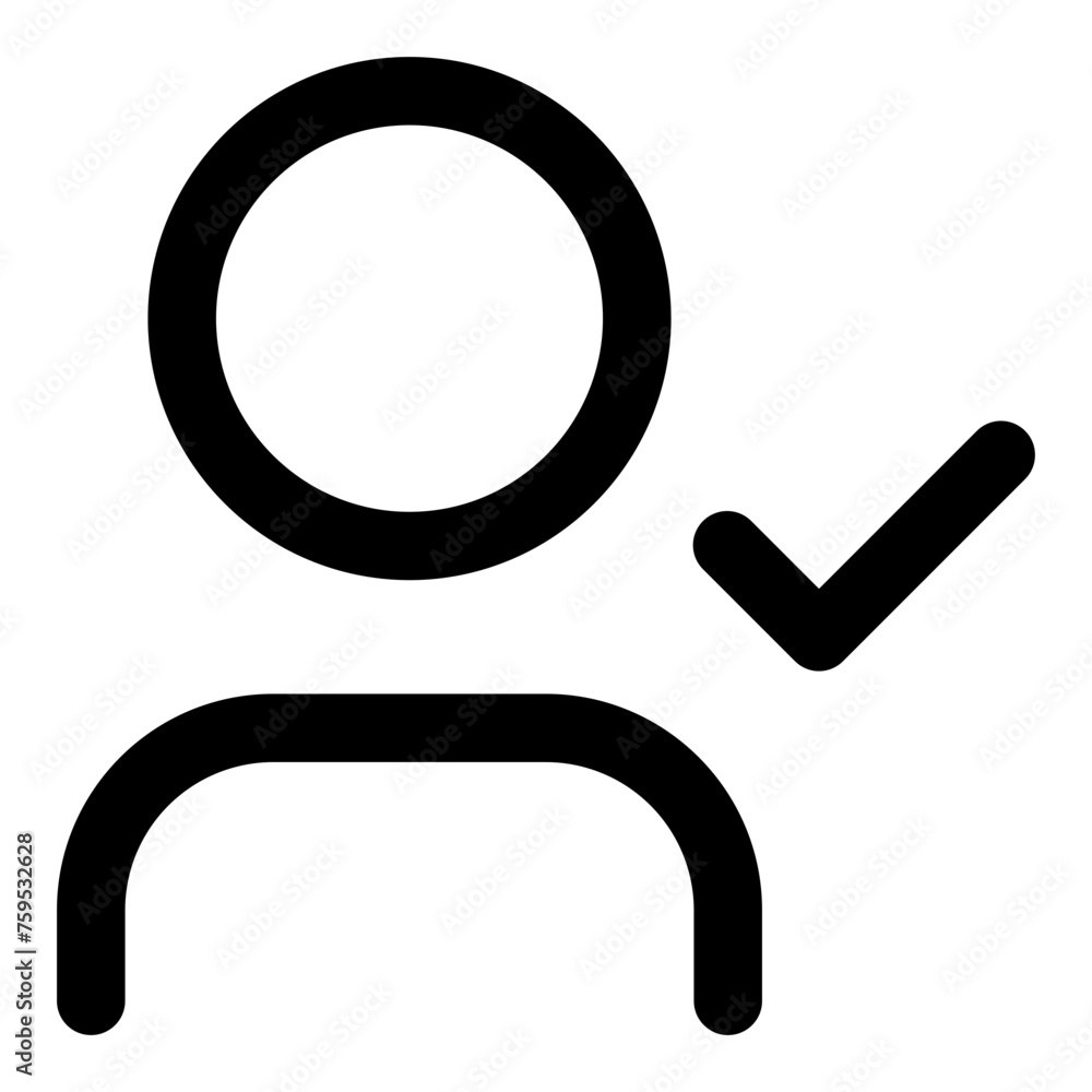 Poster user check icon in outline style. simple people vector — pixel-perfect icon.