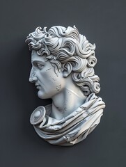 Stylish 3D Greek God Head Rendering. - obrazy, fototapety, plakaty