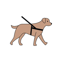 Cute blind guide dog icon. flat design style minimal vector illustration.