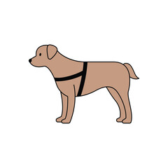 Cute blind guide dog icon. flat design style minimal vector illustration.