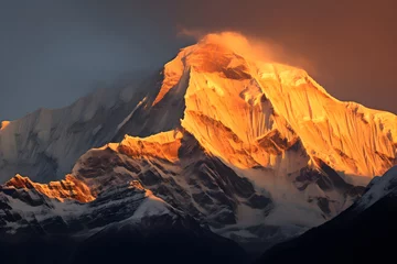 Photo sur Plexiglas Dhaulagiri The Majestic Dhaulagiri Mountain at Sunset: A Striking Image of Nature's Grandeur
