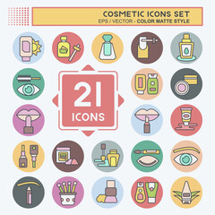 Icon Set Cosmetic. related to Beautiful symbol. color mate style. simple design editable. simple illustration