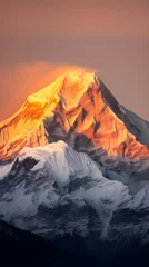 Papier Peint photo Dhaulagiri The Majestic Dhaulagiri Mountain at Sunset: A Striking Image of Nature's Grandeur