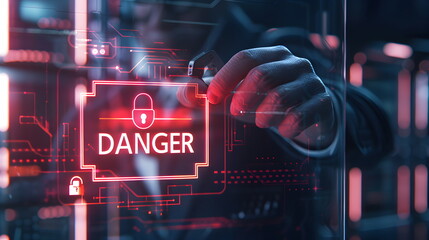 Locks security keys of Communication dangerously, Binary Code Technology, Business and Digital Concepts in a Futuristic Illustration of the Internet