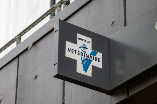 Veterinaire docteur french text brand and logo sign for animals doctor medic pet city veterinary on clinic medical building facade