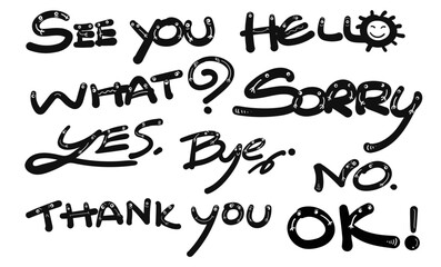 Doodle word set, vector hand drawn 