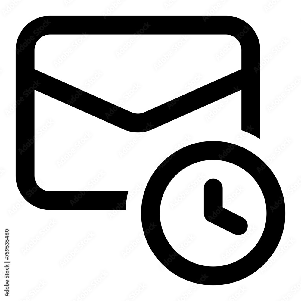 Aufkleber email clock icon in outline style. simple message vector — pixel-perfect icon.