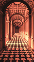 Fototapeta premium A corridor that seems to stretch into infinity, a classic perspective illusion, mobile phone wallpaper