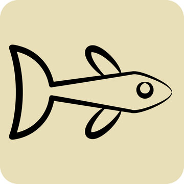 recommend clip art: Icon Neon Tetra. related to Sea symbol. hand drawn style. simple design editable. simple illustration