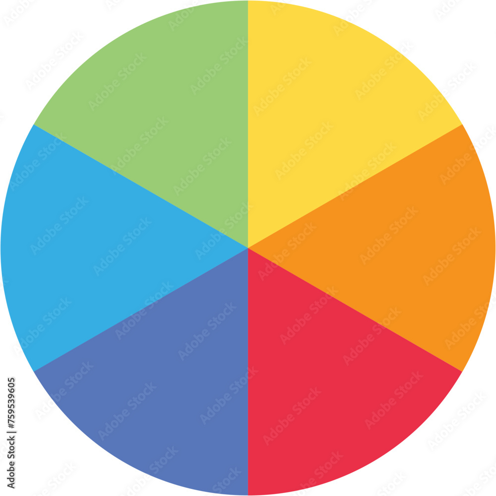 Poster single separate round piecharts icon with 6 colours parts. morden flat design vector business circul