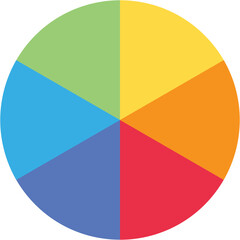 Obraz premium Single separate round piecharts icon with 6 colours parts. Morden flat design vector business circular diagram infographic for ads app logo button banner ui ux web isolated on white background