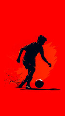 Fototapeta na wymiar A midfielder skillfully controlling the ball. minimalist mobile phone wallpaper or advertising background