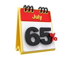 65 Percent Discount Off Sale July Calendar 