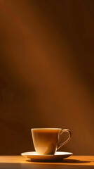 Indulge in the daily elixir of morning coffee, a ritual captured in minimalist charm on your mobile screen, mobile phone wallpaper or advertising background