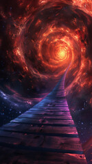 A path that loops back on itself, representing a time paradox. mobile phone wallpaper