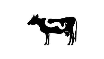 cow emblem, black isolated silhouette 