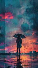 A rain that brings dreams instead of water. mobile phone wallpaper or advertising background